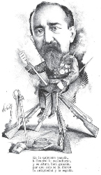 Caricatura de Fortunato Flores. Wikipedia.