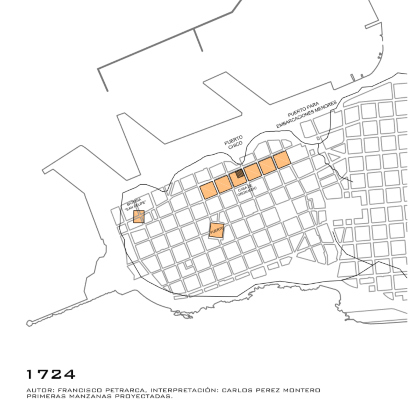 Mapa de las primeras viviendas de Montevideo. IMM.